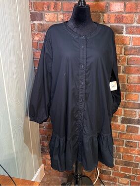 NWT BeachLunchLounge womens Lidia tiered shirt tunic midi dress black XXL